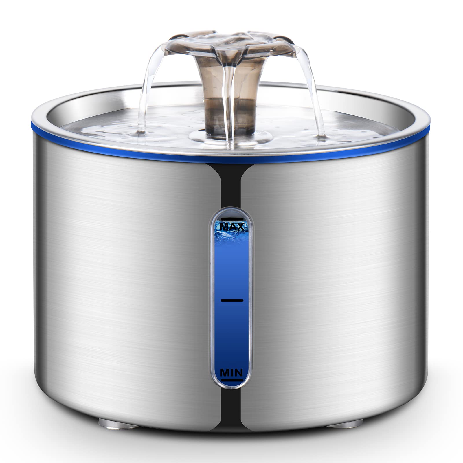BOORCA Cat Water Fountain, 84oz/2.5L Stainless Steel Pet Water Fountain for Cats, Dogs and Multiple Pets, Automatic Dog Water Dispenser with Water Level Window, Ultra-Quiet Pump