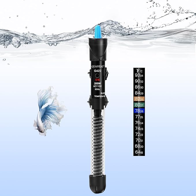 AQUANEAT Aquarium Heater, Adjustable Submersible Water Thermostat with Thermometer