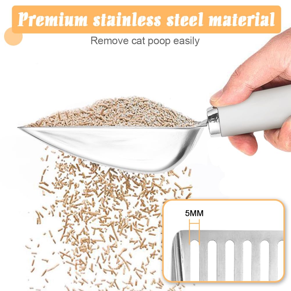 Apidgrowth Cat Litter Scoop - Stainless Steel Metal Cat Litter Scoop-Sturdy Mesh Scooper - Mesh Shovel-Easy to Clean - Suitable for Cat Litter Box -Grey White-Christmas