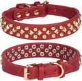 haoyueer Spiked Dog Collar Soft Pu Leather Mushrooms Rivet Spike Studded Puppy Adjustable Pet Collars for Small Breeds (XS, Red3)
