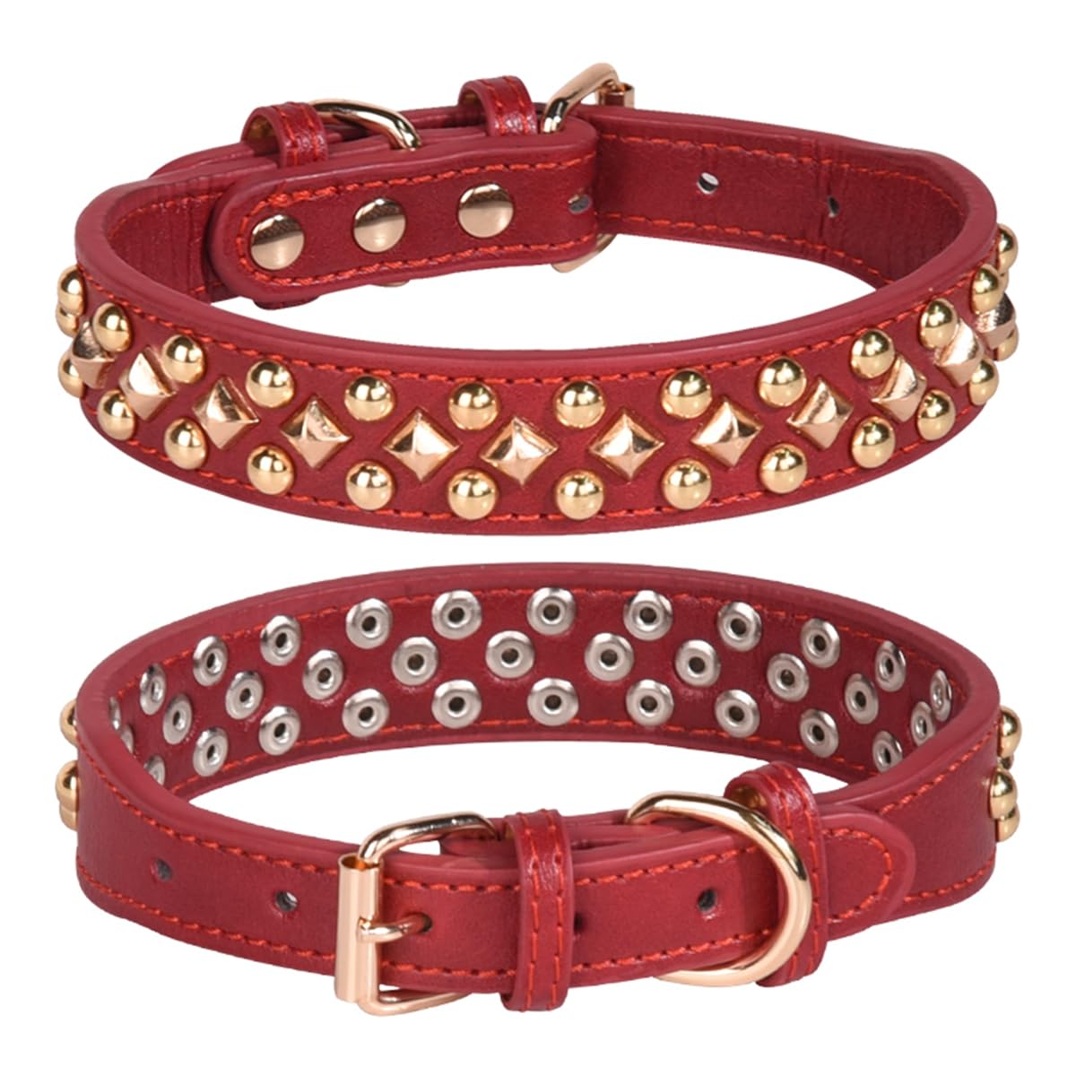 haoyueer Spiked Dog Collar Soft Pu Leather Mushrooms Rivet Spike Studded Puppy Adjustable Pet Collars for Small Breeds (XS, Yellow)