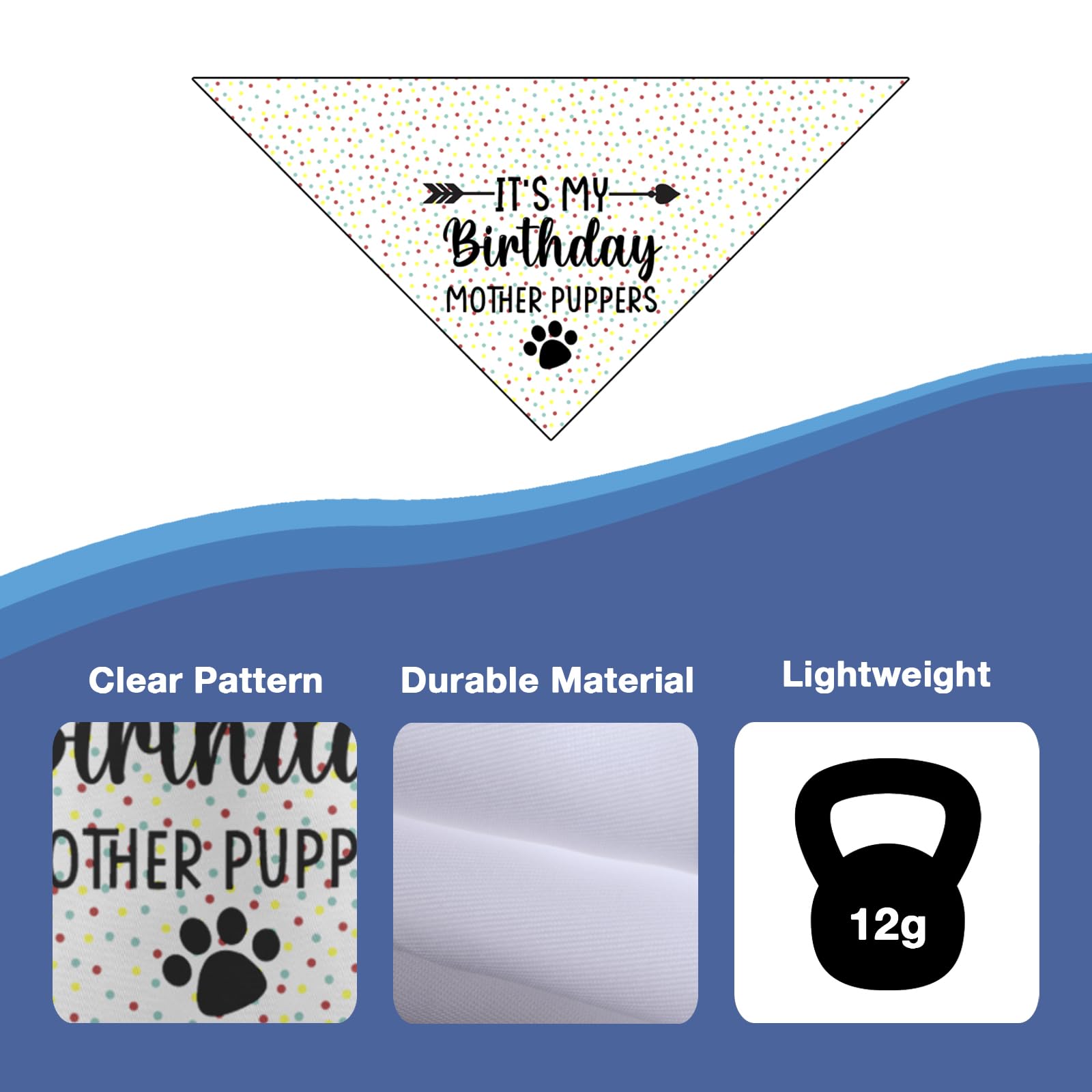 It's My Birthday Mother Puppers White Dog Bandana Birthday Gifts for Dogs Photo Prop Party Supplies Puppy Dog Pet Bandanas Pet Scarf Accessories for Dog Mom