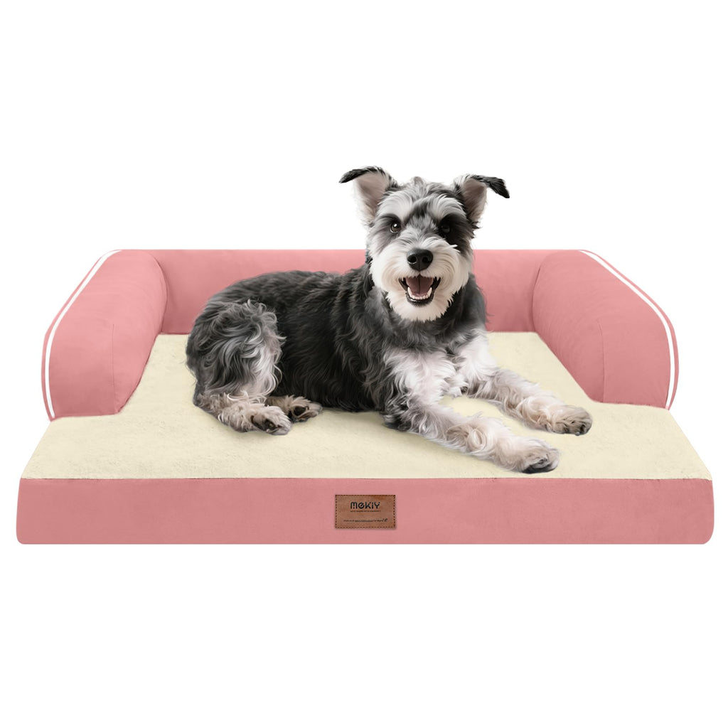 MEKIY Orthopedic Comfy Washable Dog Bed with Bolster for Medium Small Dogs