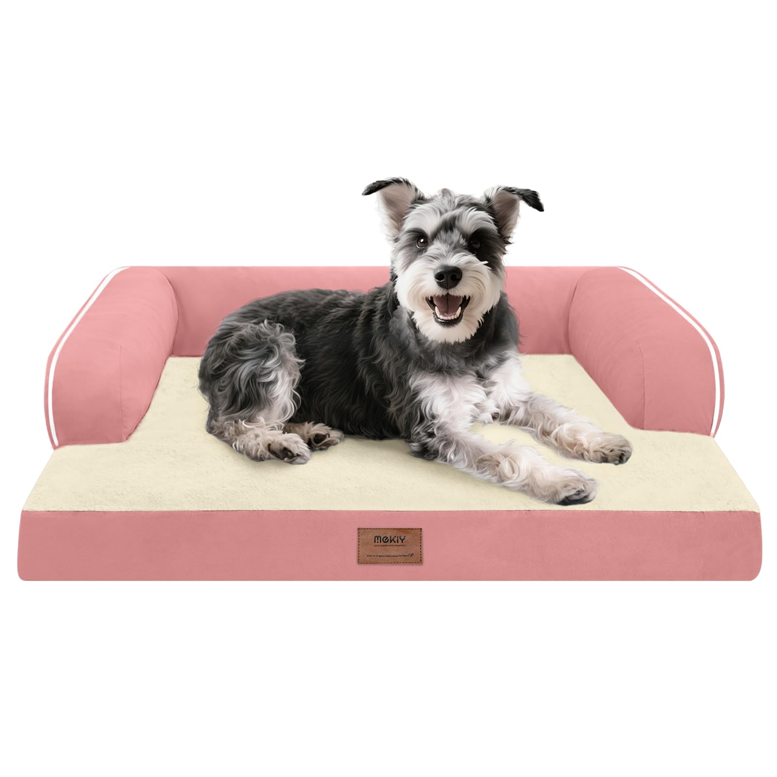 MEKIY Orthopedic Comfy Washable Dog Bed with Bolster for Medium Small Dogs