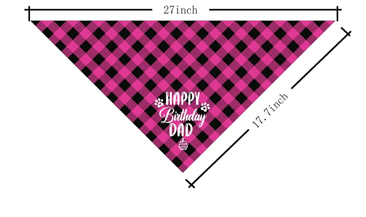 K31 Happy Birthday Dad Dog Bandana - Classical Black Printing, Pet Scarf Accessory Gift for Dad's Birthday Party