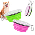 Pawaboo Collapsible Travel Dog Bowls 2 Pack with Lids&Carabiners Silicone
