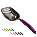 WePet Cat Litter Scoop, Non-Stick Plated Aluminum Alloy Sifter, Kitty Durable Metal Scooper, Deep Shovel, Long Handle, Kitten Pooper Lifter, Size Large, Coated Black Body with Violet Handle