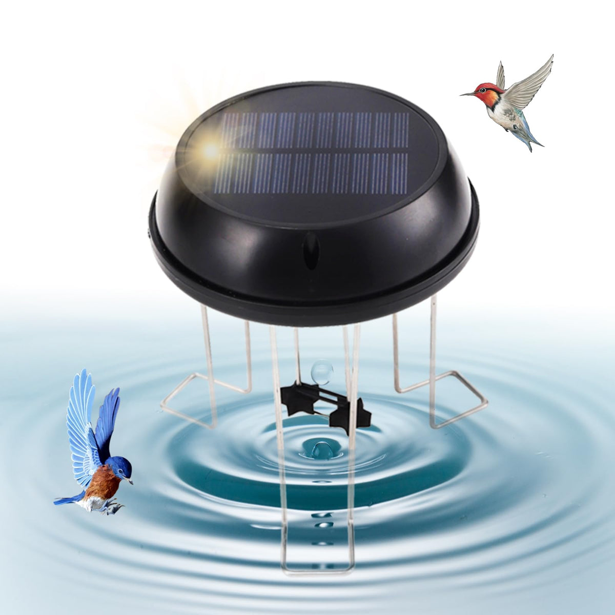 Solaceura Solar Bird Bath Bubbler, Water Wiggler for Bird Bath, Solar‑Powered Outdoor Water Agitator, Creates Gentle Water Ripples to Attract Wild Birds for Garden Bird Bath,Prevent Water Pooling