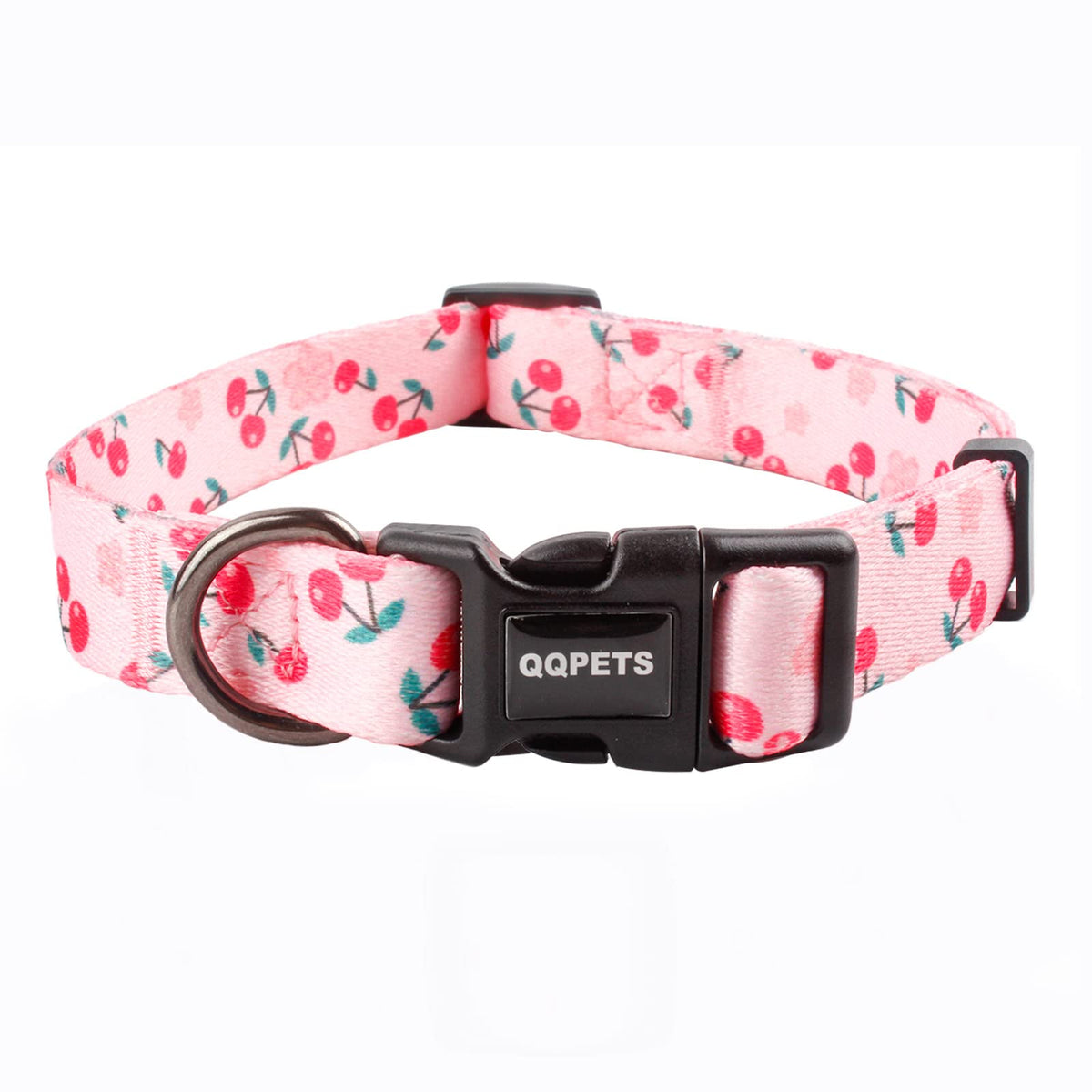 QQPETS Adjustable Soft Dog Collar: Print Flower Pink Multicolor Cute Patterns for XS Small Medium Large Pet Girl Boy Puppy Walking Running Training