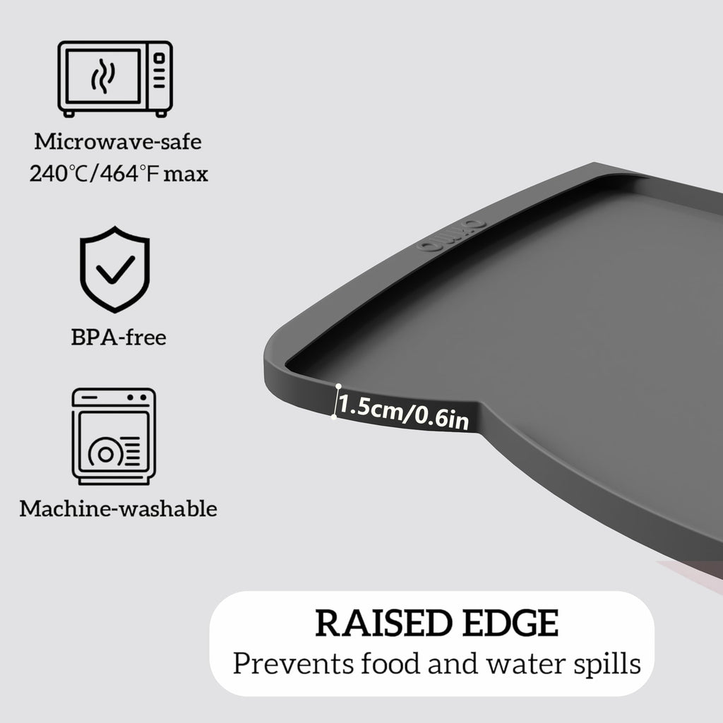 OHMO Large Dog Food Mat, Silicone Pet Feeding Mat, 24x15, Dark Grey