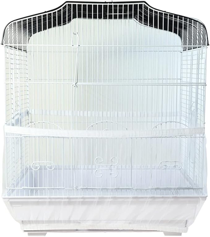 ZARSIO Birdcages Mesh Net Skirt Cover Reusable Stretchy Bird Cage Seed Catcher 35CM (White)