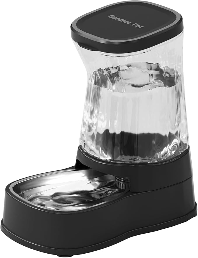 Automatic Pets Gravity Feeder and Water Dispenser Set with Stainless Steel Bowl, 1Gallon x 2 Stable Dog Food Feeder and Waterer, 100% BPA-Free for Small&Medium Dogs, Cats