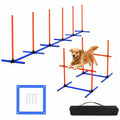 mioule Dog Agility Course Backyard Set, 4-Set Hurdles with Weave Poles
