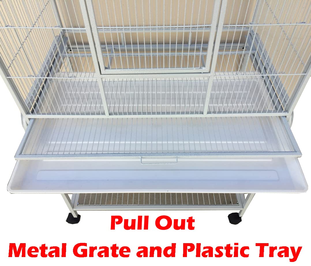 54" Large Wrought Iron Breeding Flight Canary Parakeet Cockatiel Lovebird Finch Cage Side Nesting Doors with Removable Rolling Stand