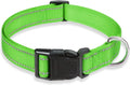 Reflective Dog Collar with Buckle Adjustable Safety Nylon Collars for Small Medium Large Dogs, Grass Green S