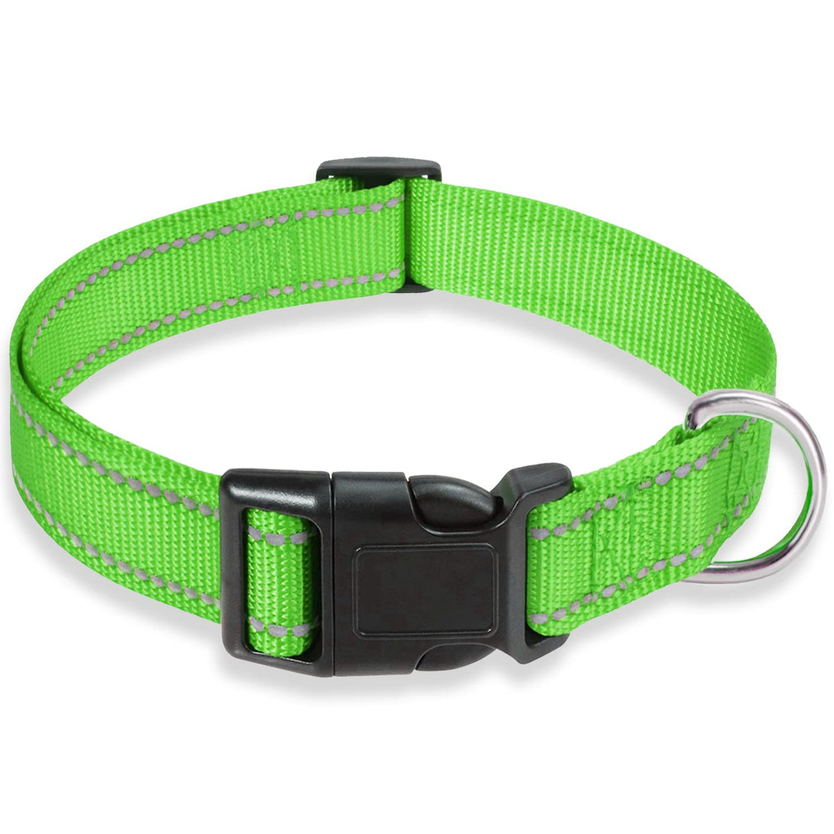 Reflective Dog Collar with Buckle Adjustable Safety Nylon Collars for Small Medium Large Dogs, Light Pink L