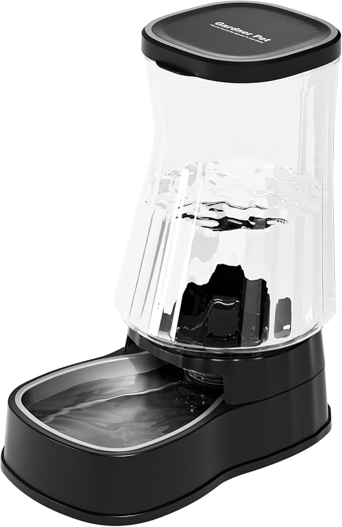Automatic Pets Gravity Feeder and Water Dispenser Set with Stainless Steel Bowl, 1Gallon x 2 Stable Dog Food Feeder and Waterer, 100% BPA-Free for Small&Medium Dogs, Cats