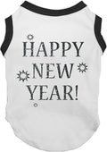 Petitebella Bling Happy New Year Puppy Dog Shirt (White/Black, XXX-Large)