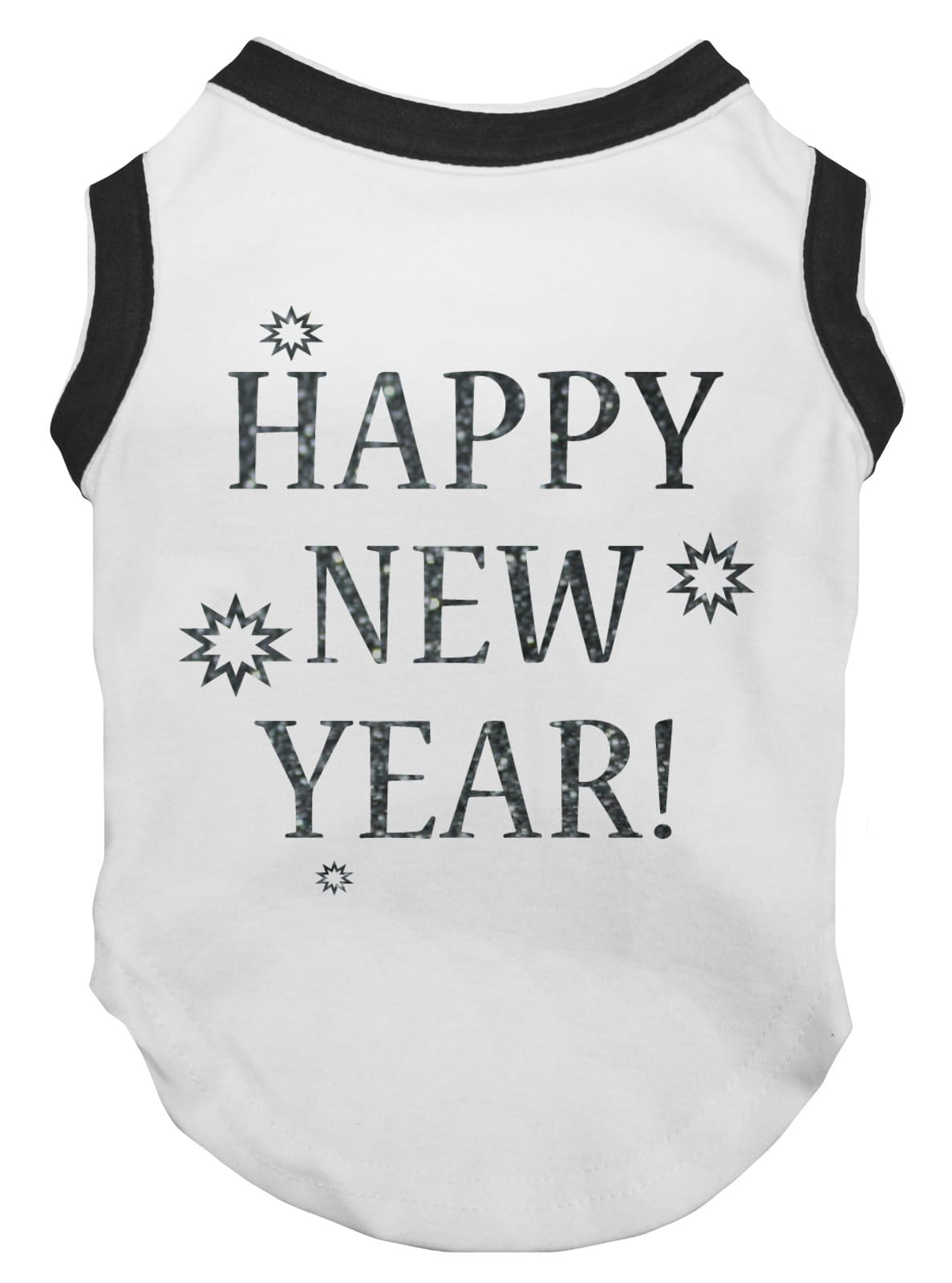 Petitebella Bling Happy New Year Puppy Dog Shirt (Black/Sliver, X-Large)