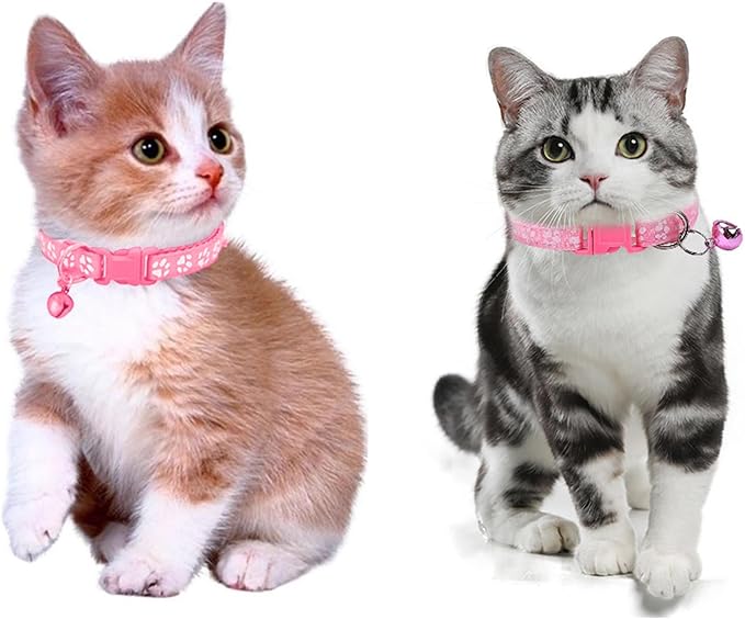 Puppy Leash and Collar Set 3Pcs Dog Collar and Leash Paw Print Whelping ID Collars Buckle Soft Nylon Litter Adjustable Pet Collar for Puppy Small Dogs Walking Training (Pink Green Blue)