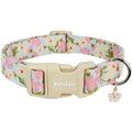 Astdogio Dog Collar for Small Medium Large Dogs, Spring Blue Dog Collars with Pink & White Flowers, Adjustable Cotton Dog Collars, Cute Girl or Boy Dog Collar Ideal for Gifts,Pet Accessory,L