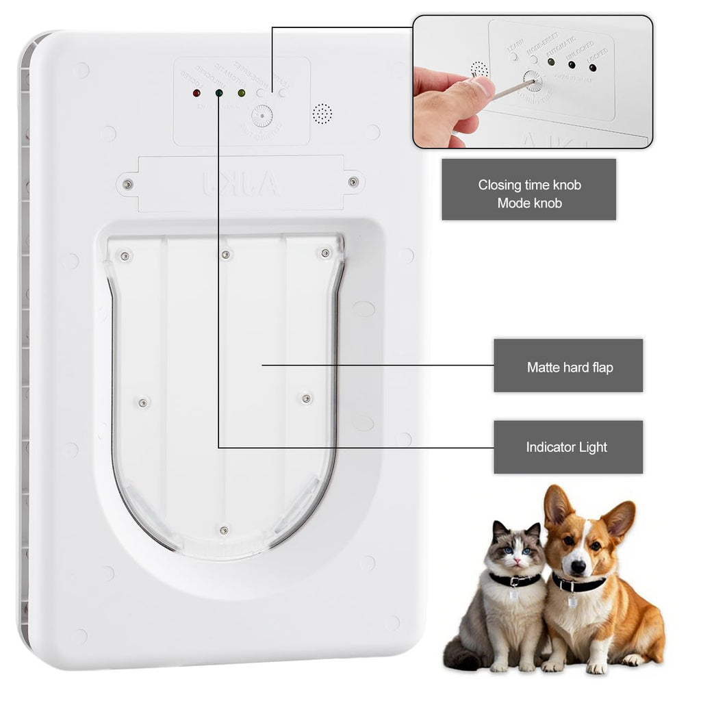 AJKJ Smart Electronic Pet Door, Automatic Cat Dog Door with 3 Modes, Battery Powered Electronic Sensor Pet Door with 1 Sensing Key, Fit for Small/Medium Pets Up to 35lbs - Small Size