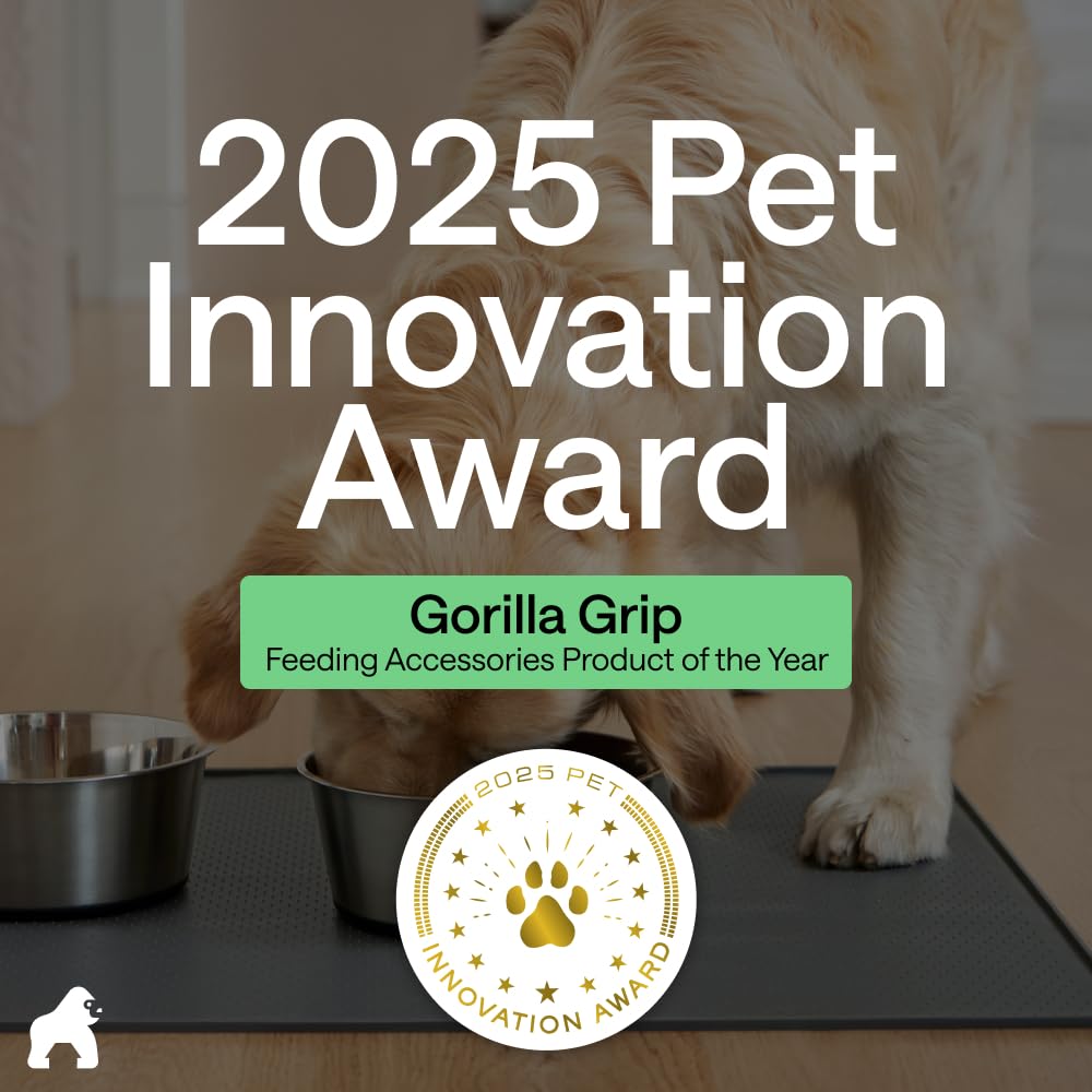 GORILLA GRIP 100% Waterproof Raised Edge BPA Free Silicone Pet Feeding Mat, Dog Cat Food Mats Contain Spills Protects Floors, Placemats for Cats and Dogs Water Bowl, Pets Accessories 23x15 Green