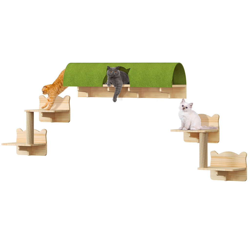 Homiflex Cat Wall Shelves Set, 7-in-1 Cat Wall Furniture with Tunnel