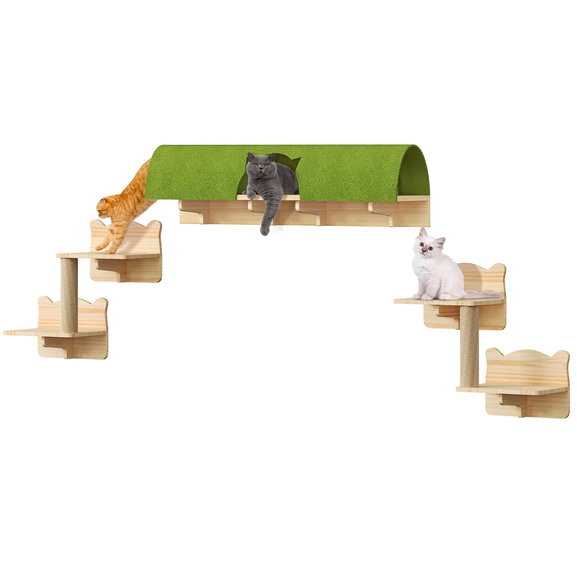 Homiflex Cat Wall Shelves Set, 7-in-1 Cat Wall Furniture with Tunnel