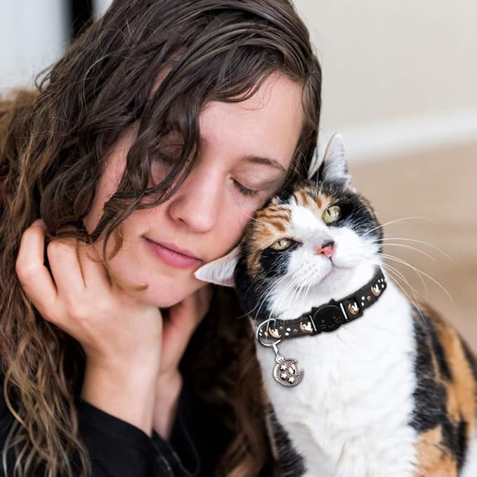2Pcs Breakaway Cats Collars Cat Collars for Boy Cats Kitten Collars with Bell & Pendant Glow in The Dark,Black+Purple