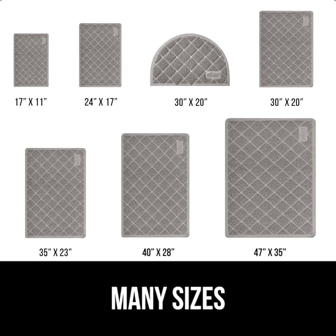 GORILLA GRIP Cat Litter Box Mat, Water Resistant, US Designed Kitty Litter Trapping Mats, Easy to Clean, Scatter Control, Less Mess and Clean Floors, Kitten Supplies for Indoor Cats 24x17 Grey 2 Pack