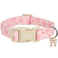 Astdogio Pink Bow Dog Collar, Adjustable Cotton Dog Collar for Small Medium Large Dogs, Cute Puppy Collars for Girl Female Dogs, Ideal for Gifts,Pet Accessory,M