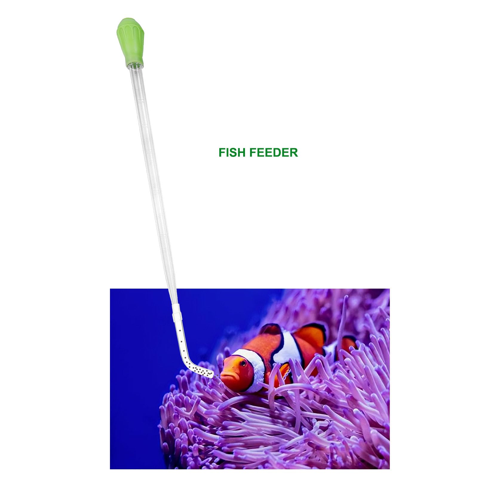 50ml Manual Coral Fish Feeder/Water Changer/Waste Remover with 2pcs Extension Pipes, Fecsam 17.7inch Aquarium Clean Tool for Fish Tank Cleaning, Aquatic Pipette Dropper, Gravel Cleaner Siphon