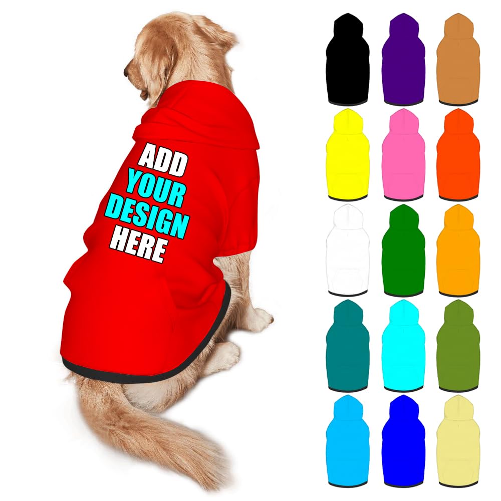 Mynvzrk Custom Dog Clothes with Photo Name Logo Personalized Dog Sweaters for Small Medium Large Dogs Breathable Warm, Gold, L