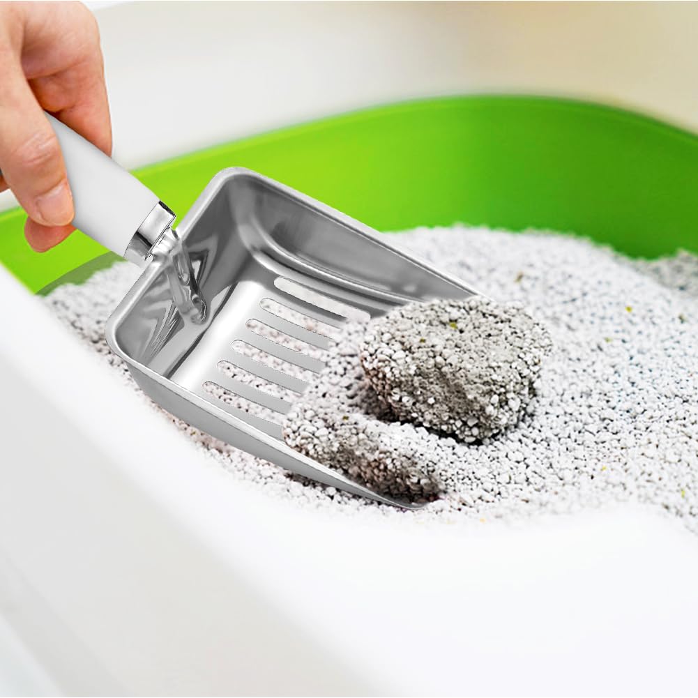 Apidgrowth Cat Litter Scoop - Stainless Steel Metal Cat Litter Scoop-Sturdy Mesh Scooper - Mesh Shovel-Easy to Clean - Suitable for Cat Litter Box -Grey White-Christmas