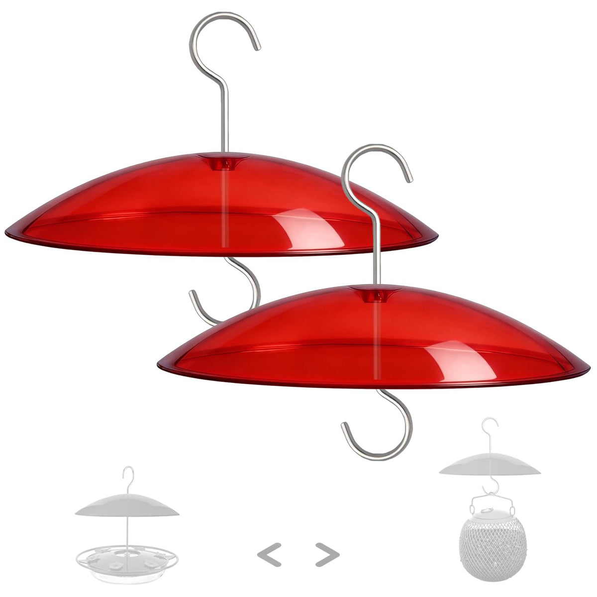 8" Mini Plastic Rain Cover for Bird Feeder, Clear Weather Guard Baffle Dome