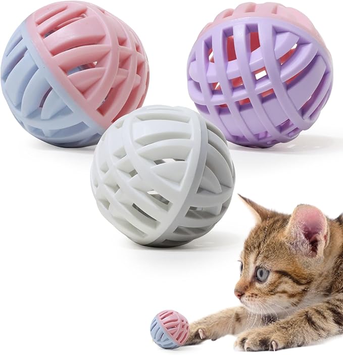 MeowAroma Cat Toy Balls with Bell Inside, Rubber, 2 inches, 3 Pcs