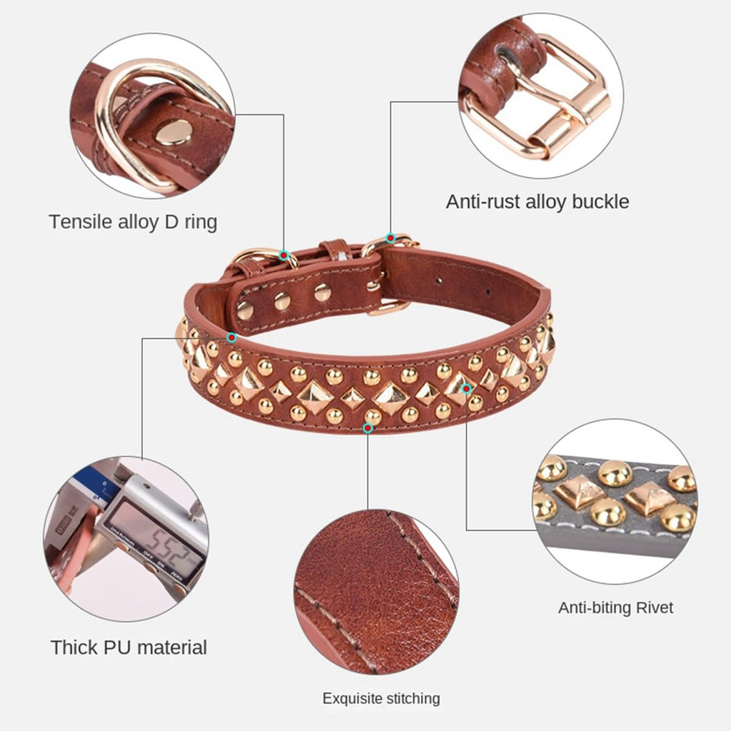 haoyueer Spiked Dog Collar Soft Pu Leather Mushrooms Rivet Spike Studded Puppy Adjustable Pet Collars for Small Breeds (XS, Black3)
