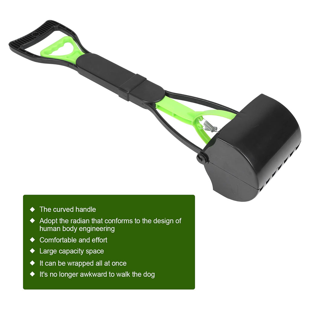 Pet Pooper Scooper, Long Handle Folding Poop Scoop, Stable Jaw Scoop Easy for Small Pet Poop, Pick Up Animal Waste Dog Puppy Cat Waste Picker Cleaning Tools Outdoor Dog Pooper Scooper(green+black)