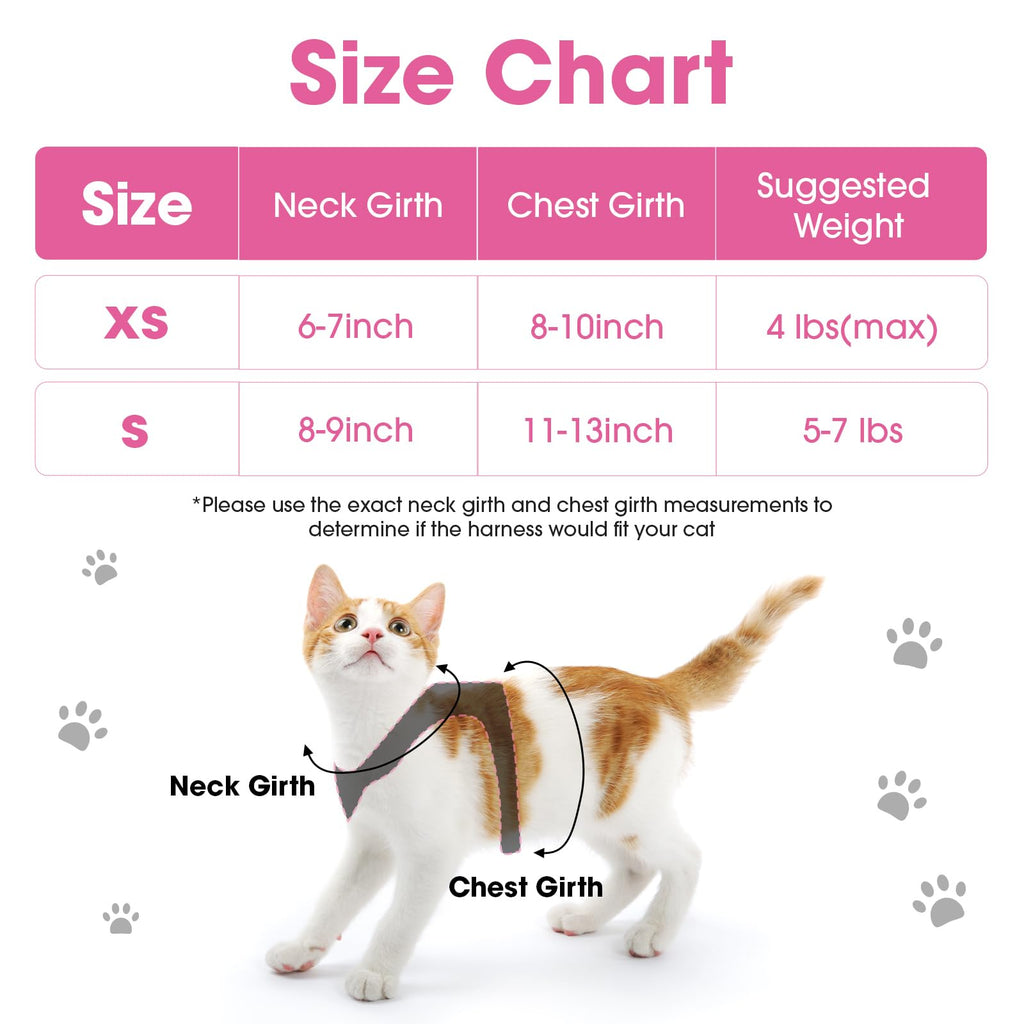 NCMAMA Cat Vest Harness and Leash Set, Escape Proof Kitten Harness Pink XS