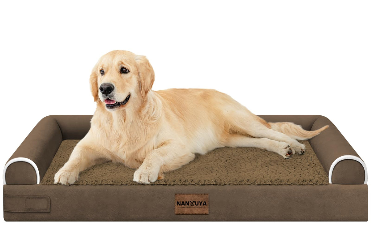 NANUYA Orthopedic Dog Bed for Jumbo Dogs, 48 x 33 Inch, Light Grey