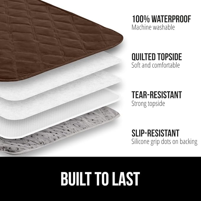 GORILLA GRIP Waterproof Bed Cover for Dogs, 82x82, Gripped Slip Resistant Backing, Leak Proof Washable Dog Blanket Covers Sofa, Couch, Sectional, Crate, Car, RV Seats, Pet Puppy Essentials, Brown