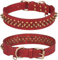 haoyueer Spiked Dog Collar Soft Pu Leather Mushrooms Rivet Spike Studded Puppy Adjustable Pet Collars for Small Breeds (M, Red2)