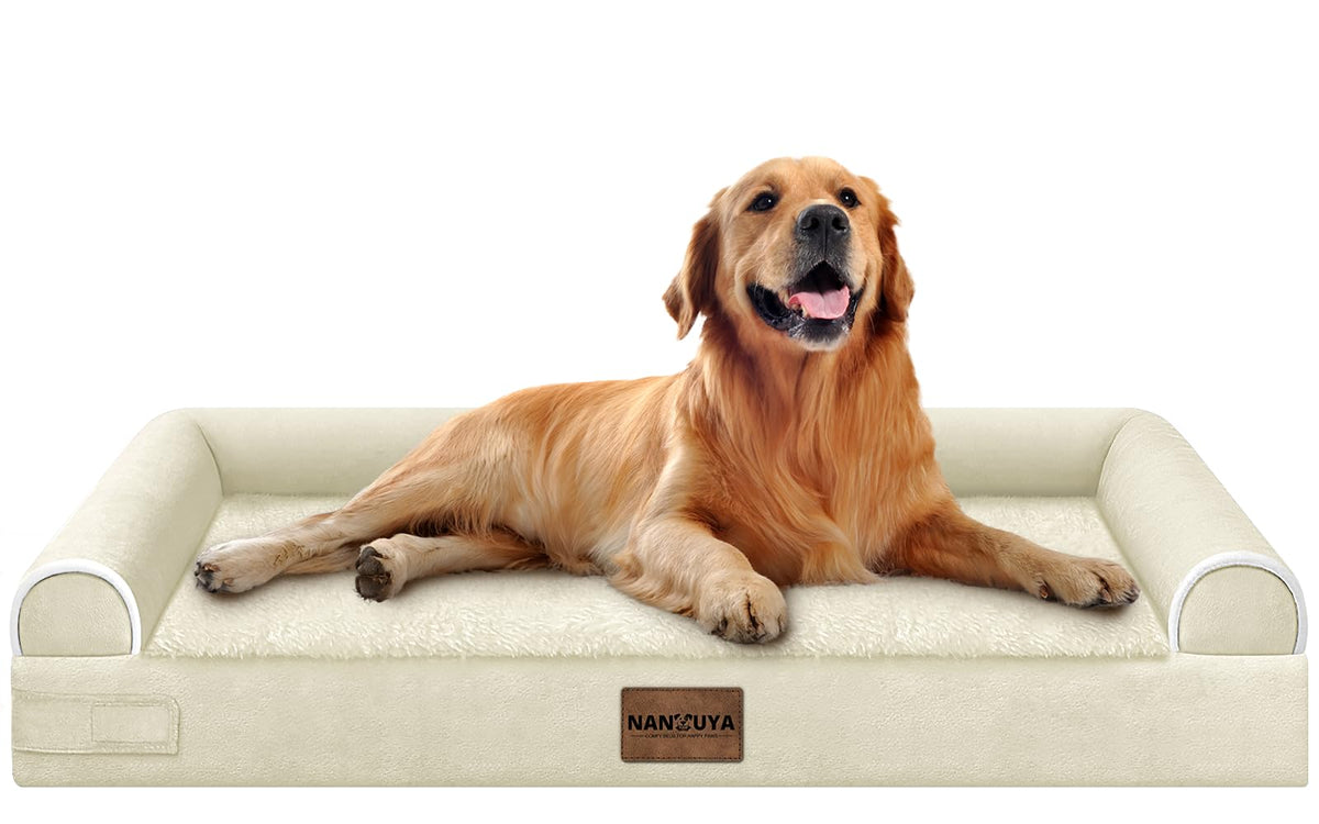 NANUYA Orthopedic Dog Bed for Jumbo Dogs, 48 x 33 Inch, Light Grey