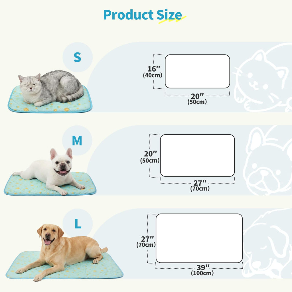 NWK Pack of 4 Pet Cooling Mat Q-Max>0.345 for Dogs & Cats (Green Fruit, L)