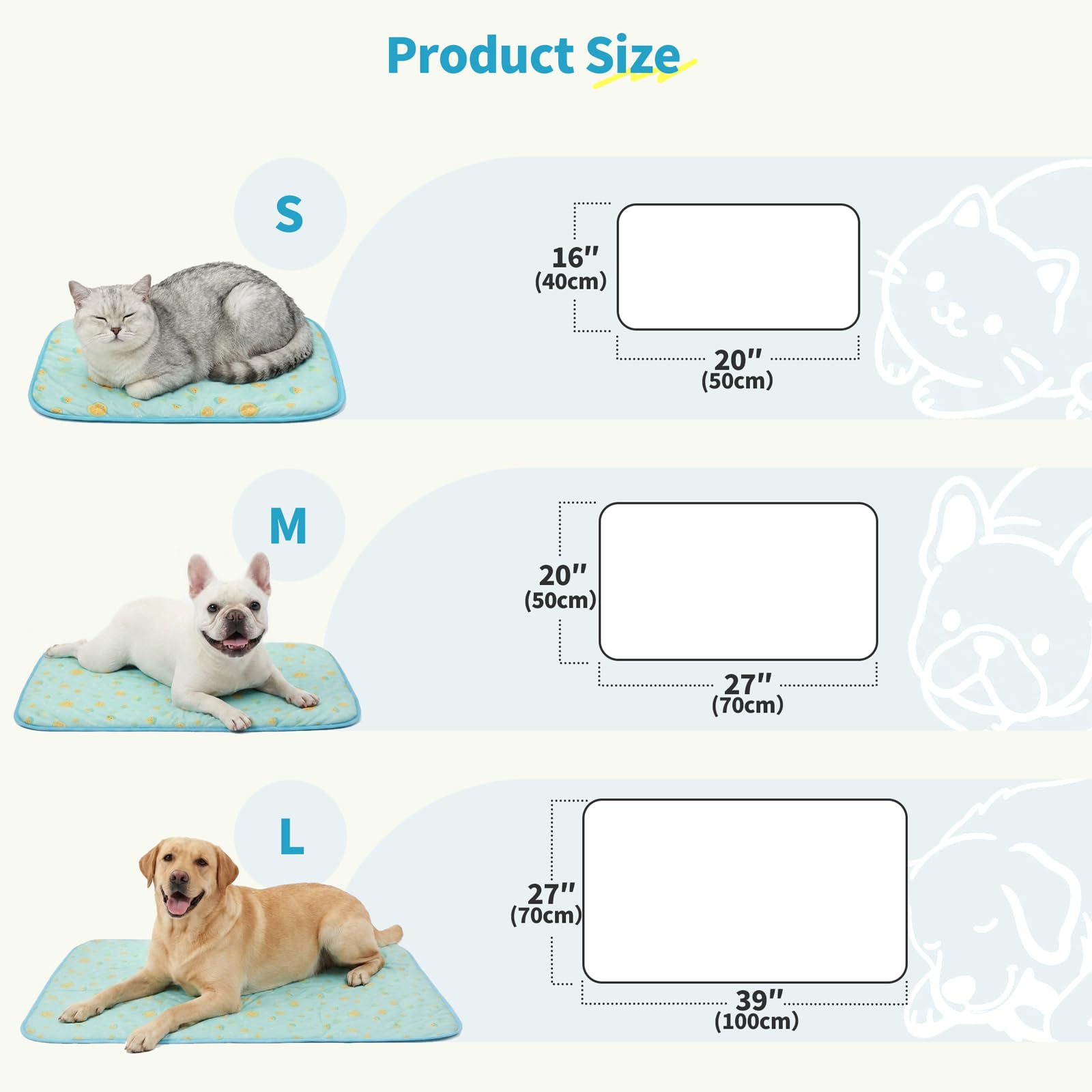NWK Pack of 4 Pet Cooling Mat Q-Max>0.345 for Dogs & Cats (Green Fruit, L)