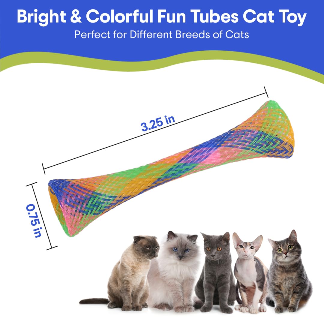 SPOT Kitty Fun Tubes Cat Toy with Catnip Inside | Bouncy Interactive Mesh Toy for Cats and Kittens to Bite, Swat and Chase | 3 Pieces