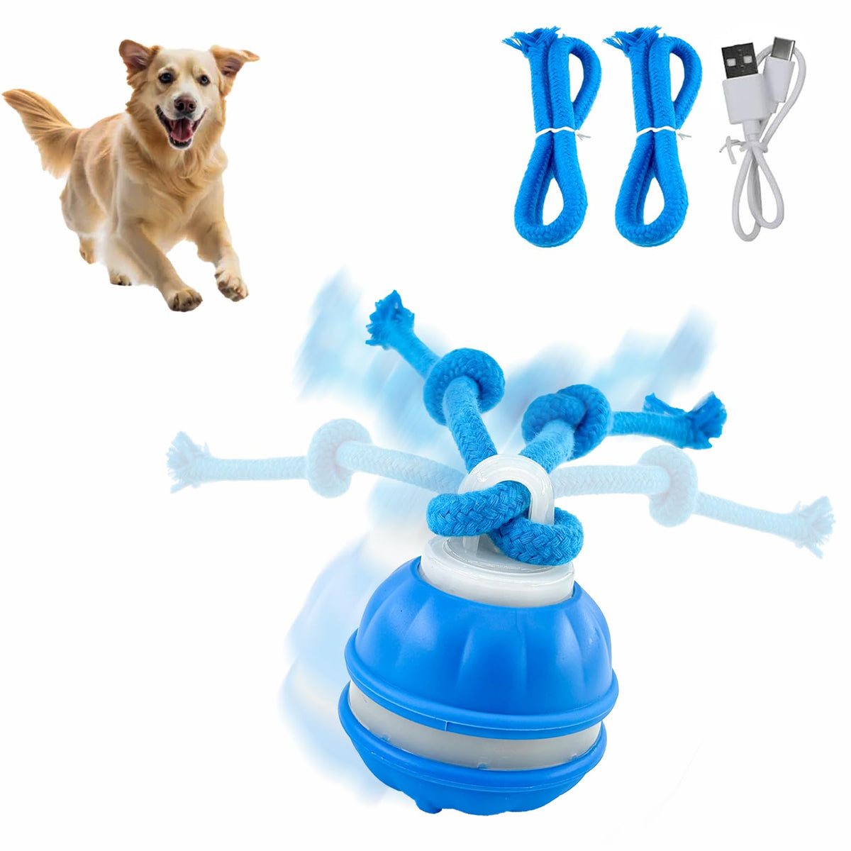 2Paks Interactive Dog Toys，Peppy Pet Ball for Dogs，Motion Activate Rolling Ball for Puppy/Medium Dogs，Active Rolling Dog Bal l Wicked Bal l for Daily Training, Dog Toys to Keep Them Busy(Blue&orange)