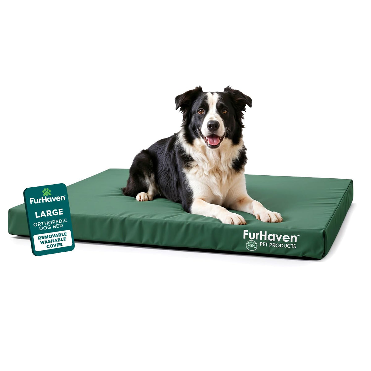 Furhaven Water-Resistant Orthopedic Dog Bed for Large Dogs w/ Removable Washable Cover, For Dogs Up to 125 lbs - Indoor/Outdoor Logo Print Oxford Polycanvas Mattress - Stone Gray, Jumbo Plus/XXL