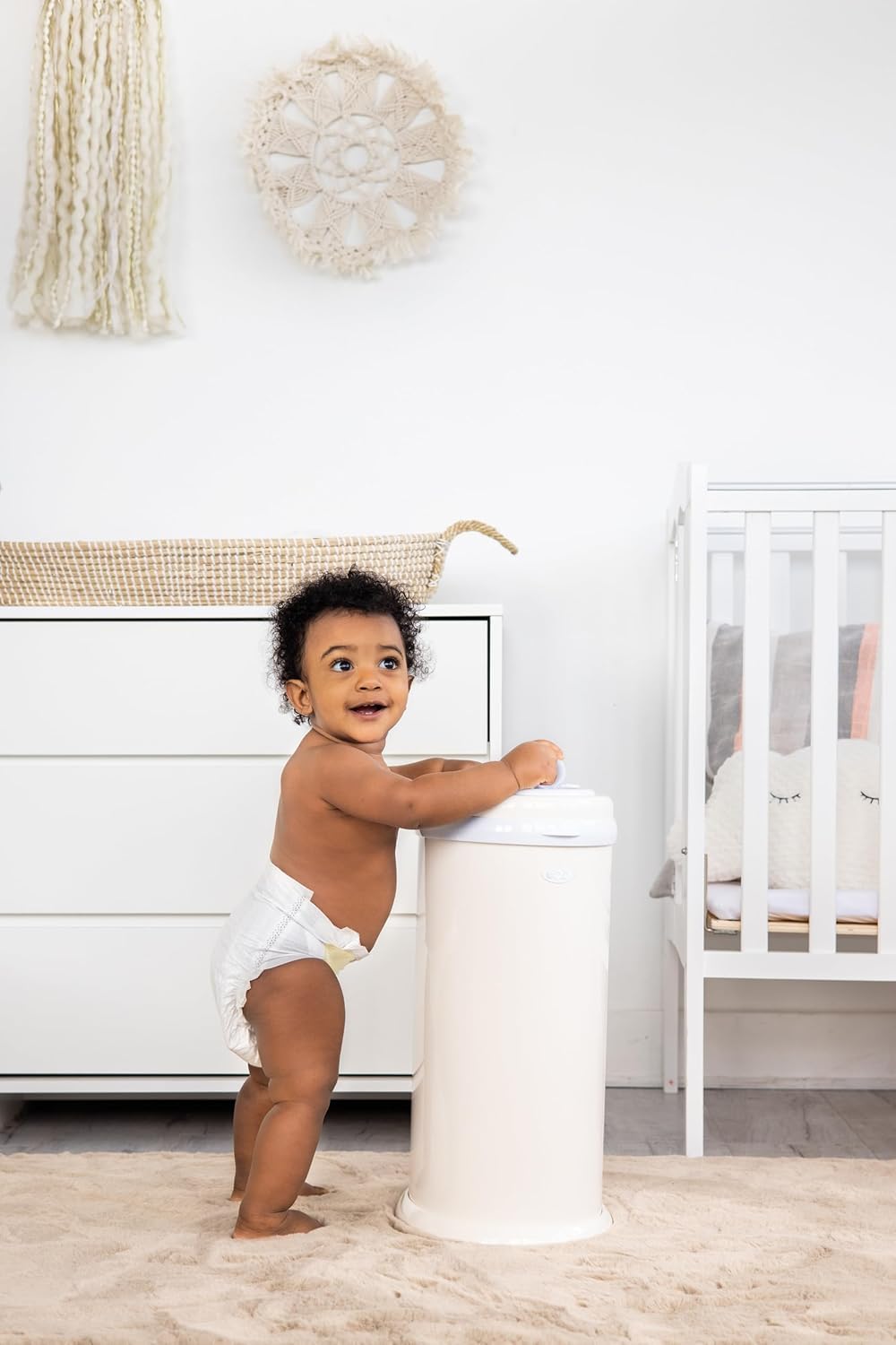 Ubbi Stainless Steel Diaper Pail, No Special Bags, Odor-Locking, Ivory